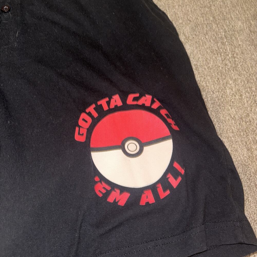 Pokemon Cotton Shorts Pokeball Gotta Catch ‘em All Black Large - Picture 2 of 5